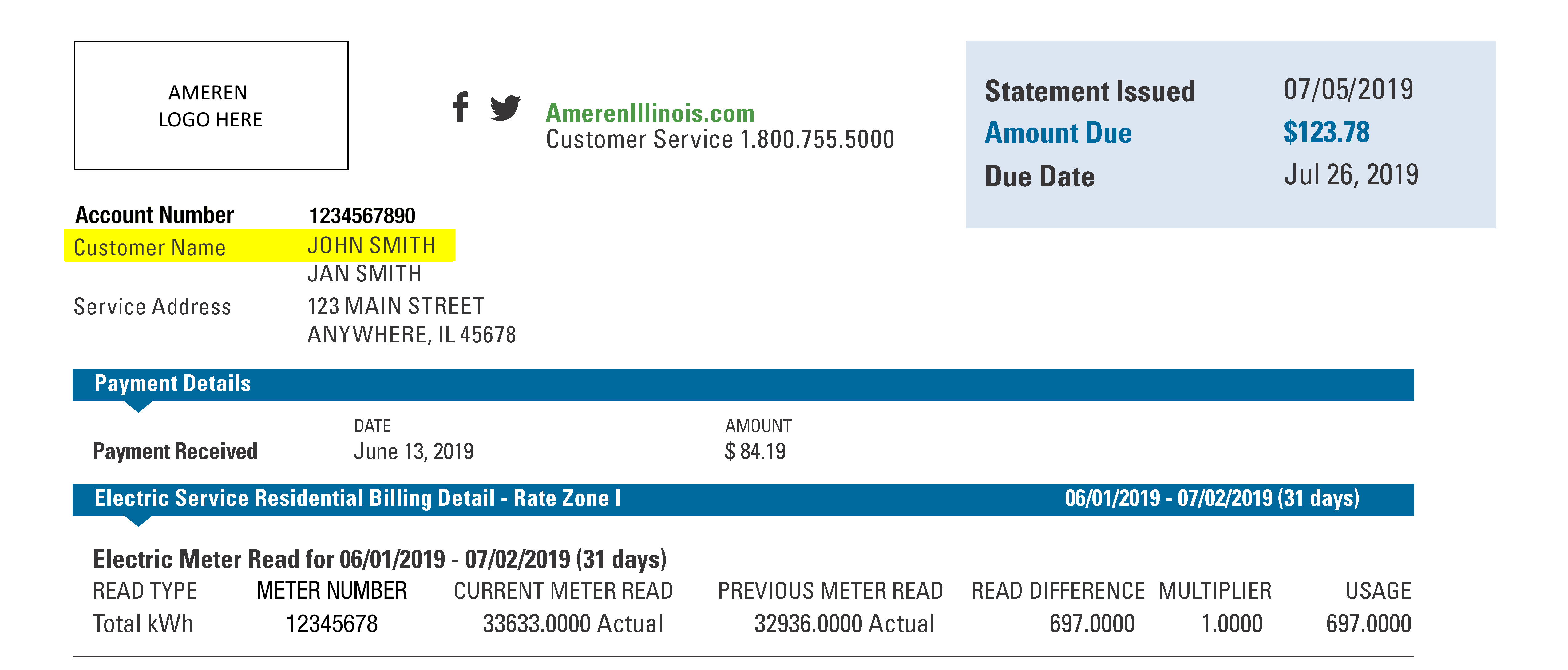 Your Ameren Customer Name
