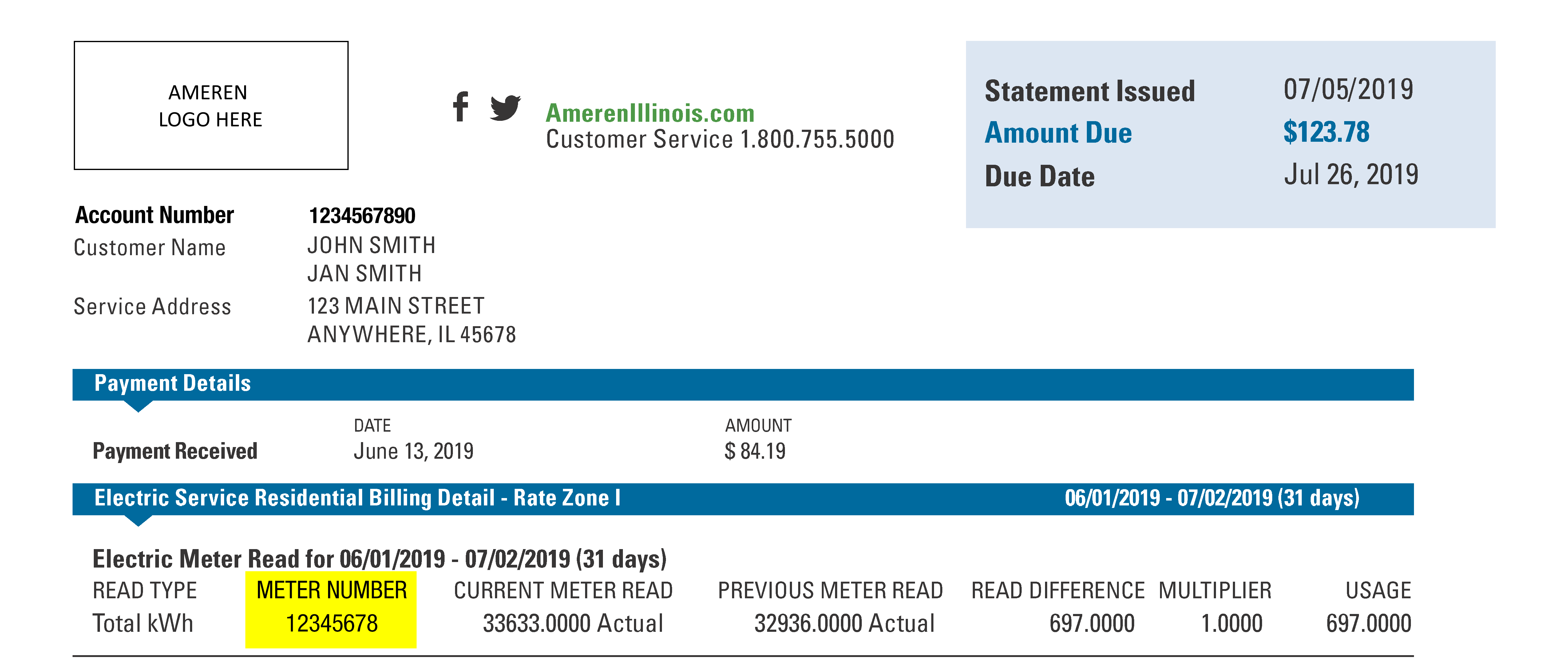 Your Ameren Meter Number